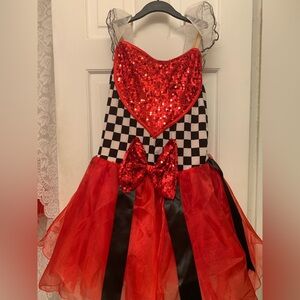 Red and Black Checkered with sequin heart Queen of Hearts